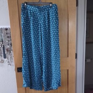 Women’s Teal Print Wide-Leg Pants